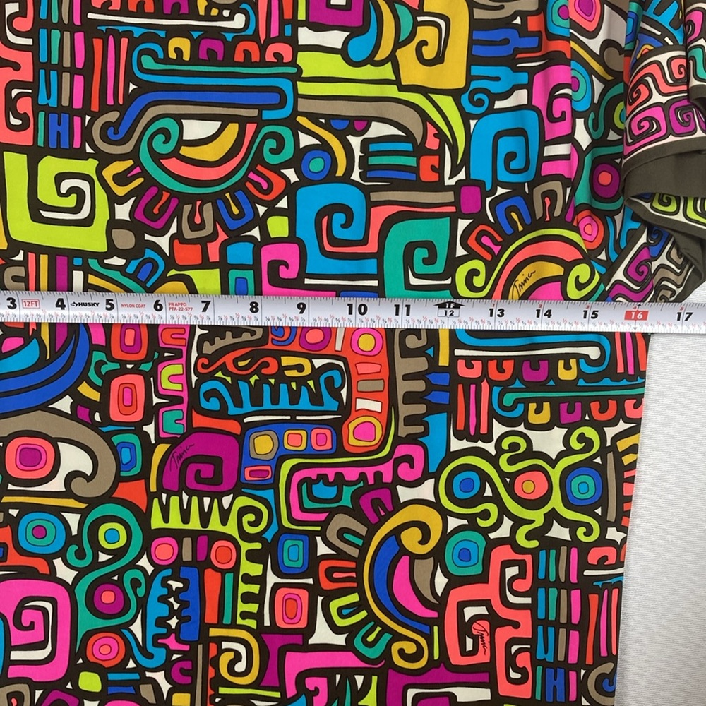 Trina Turk Maya Geometric Print Split Kimono Sleeve Tunic Dress M psychedelic - Picture 14 of 16